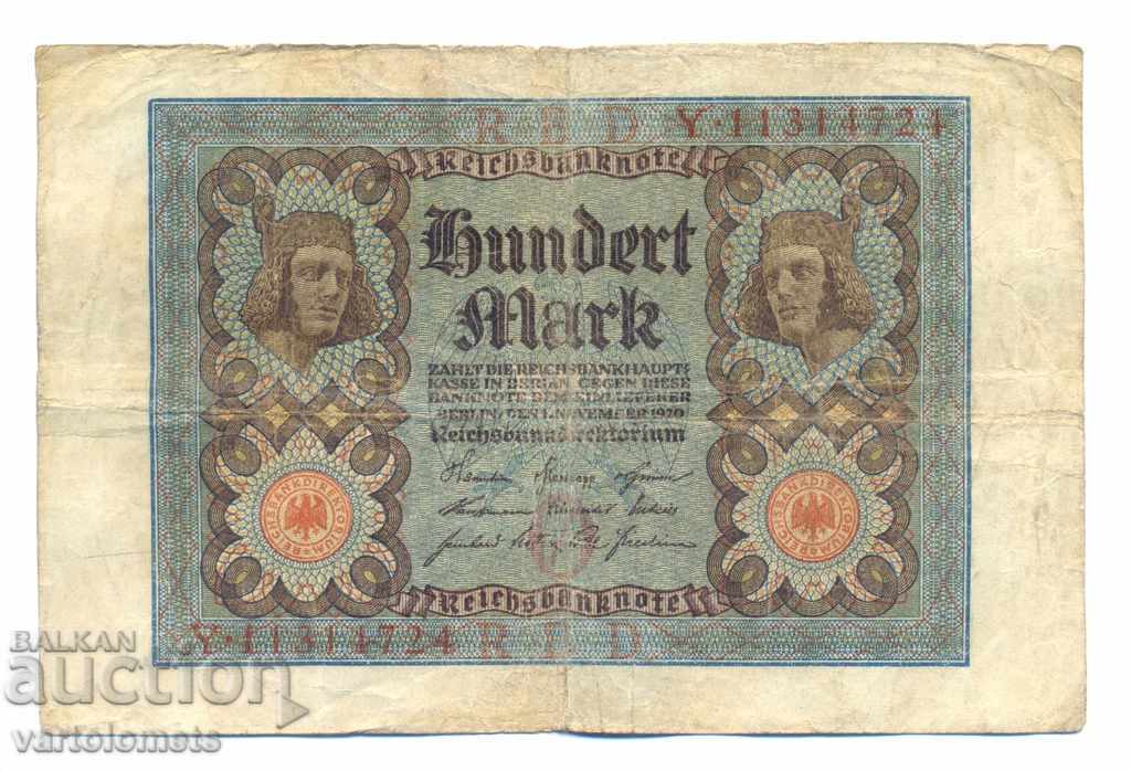 100 Mark Reichsbanknote 1920 - Germany with price 4.00 BGN | € 2.05 100 Mark Reichsbanknote 1920 - Germany with price 4.00 BGN | € 2.05