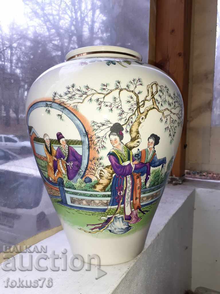 Голяма стара антикварна ваза Calco in Taiwan порцелан