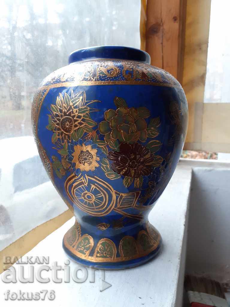 Голяма стара антикварна ваза Сатцума Satsuma ръчно рисувана