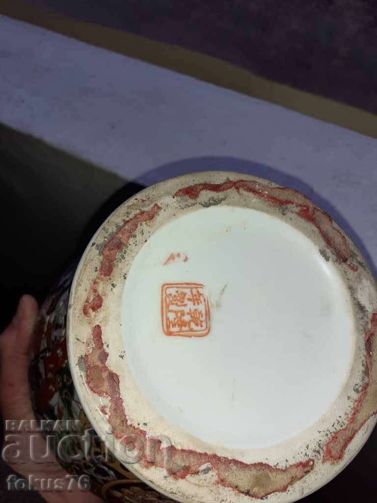 Vasă antică mare Satsuma în relief pictat Satsuma - 6 Vasă antică mare Satsuma în relief pictat Satsuma - 6