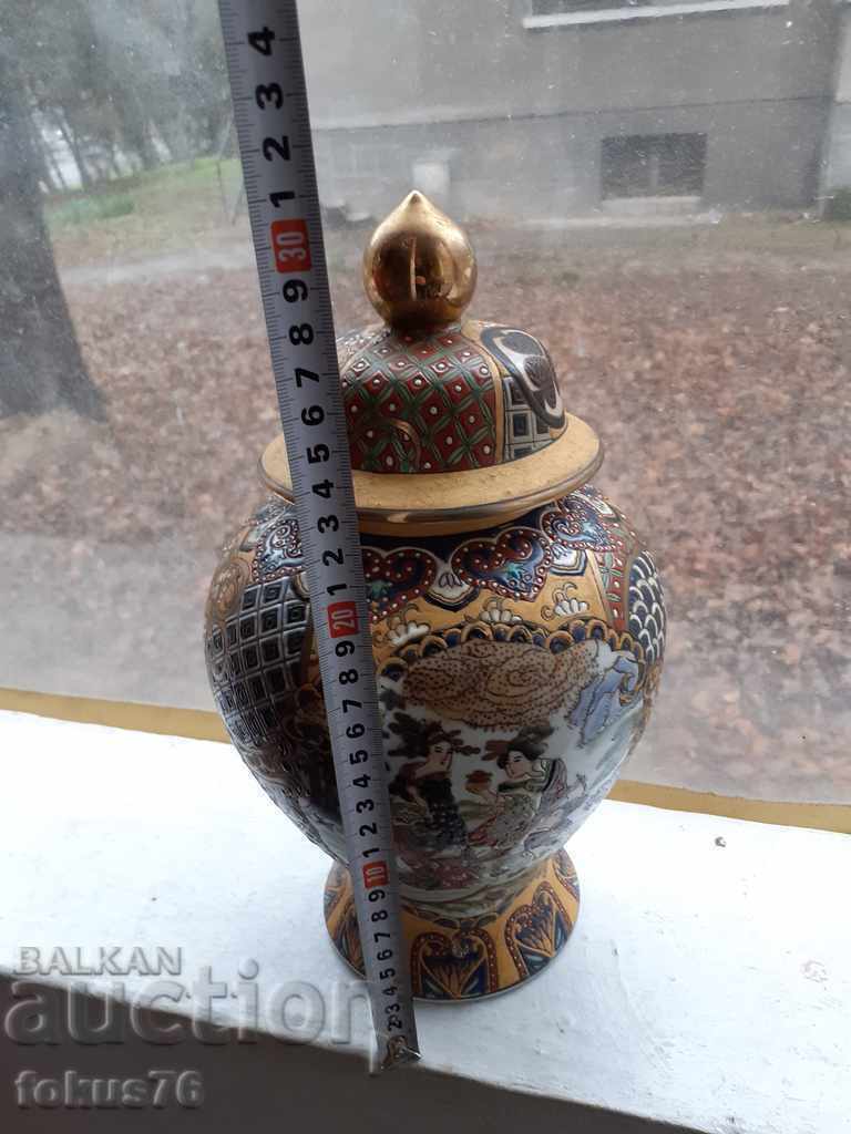 Vasă antică mare Satsuma în relief pictat Satsuma - 7 Vasă antică mare Satsuma în relief pictat Satsuma - 7