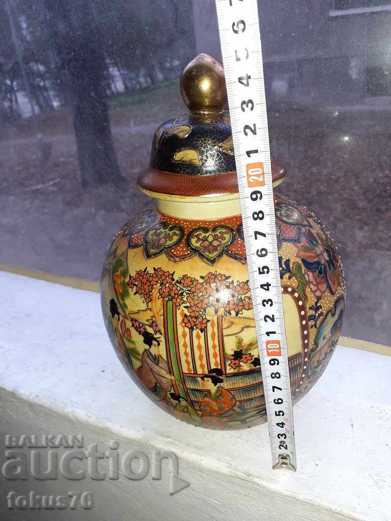 Vasă antică mare Satsuma Borcan din porțelan Satsuma - 7