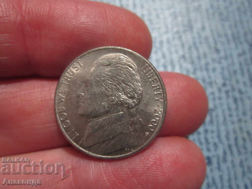 2000 год САЩ - 5 цента буква - P