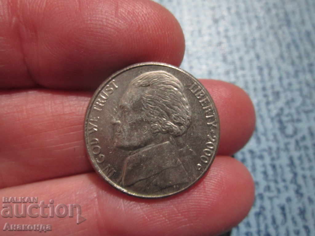 2000 год САЩ - 5 цента буква - D