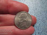 2002 год САЩ - 5 цента буква - P