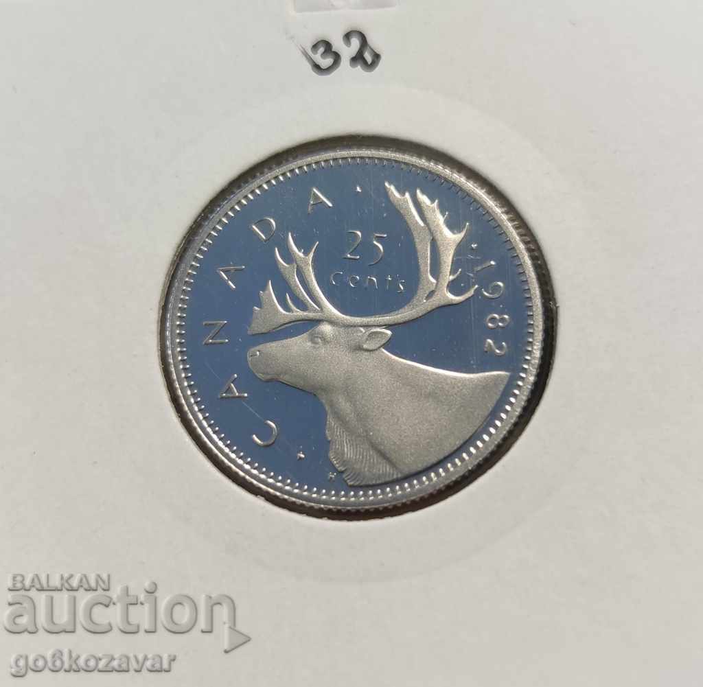 Canada 25 Cent 1982 Matt Glanz Proof !