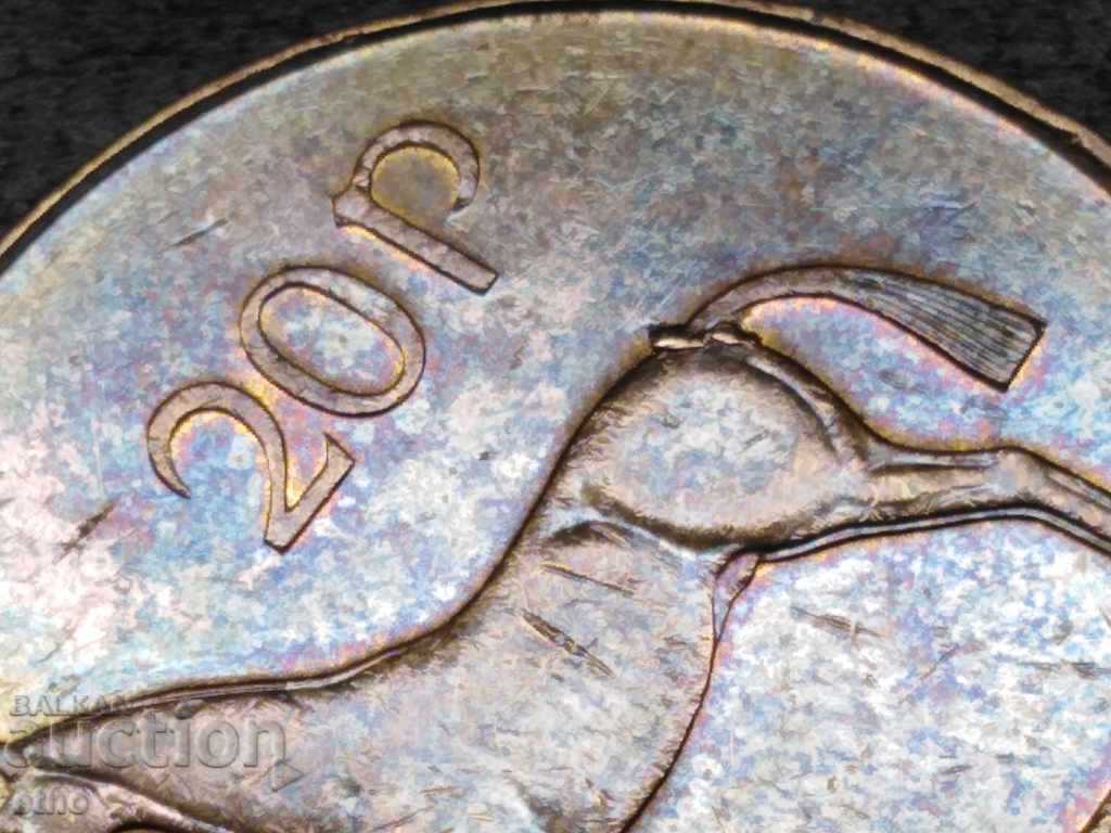 20 Pence 1998 IRELAND, DEFECT, PARASITE METAL FROM THE MATRIX with price 30.00 BGN | € 15.34
