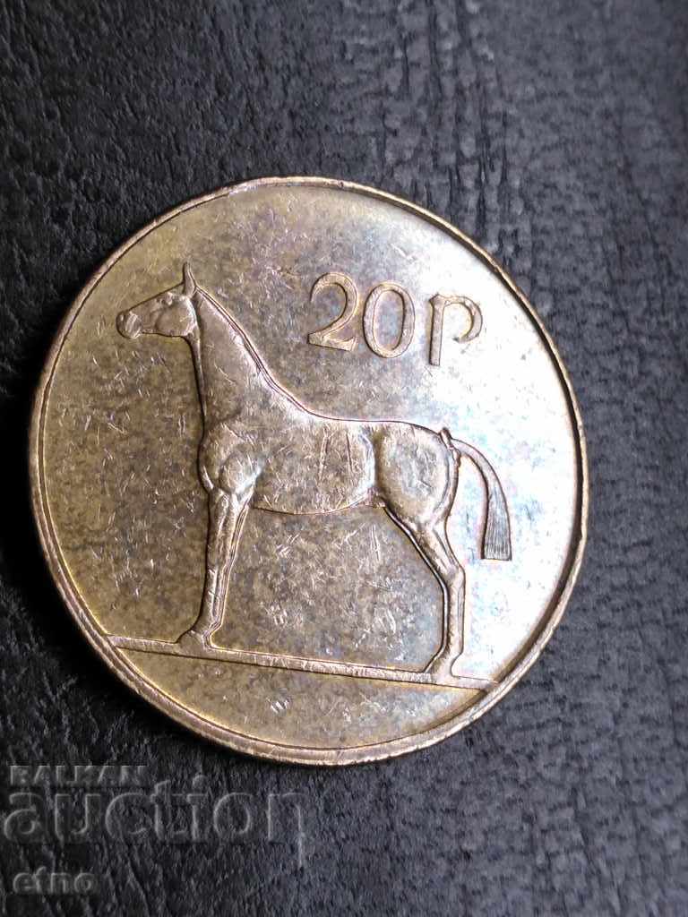 Auction  20 Pence 1998 IRELAND, DEFECT, PARASITE METAL FROM THE MATRIX