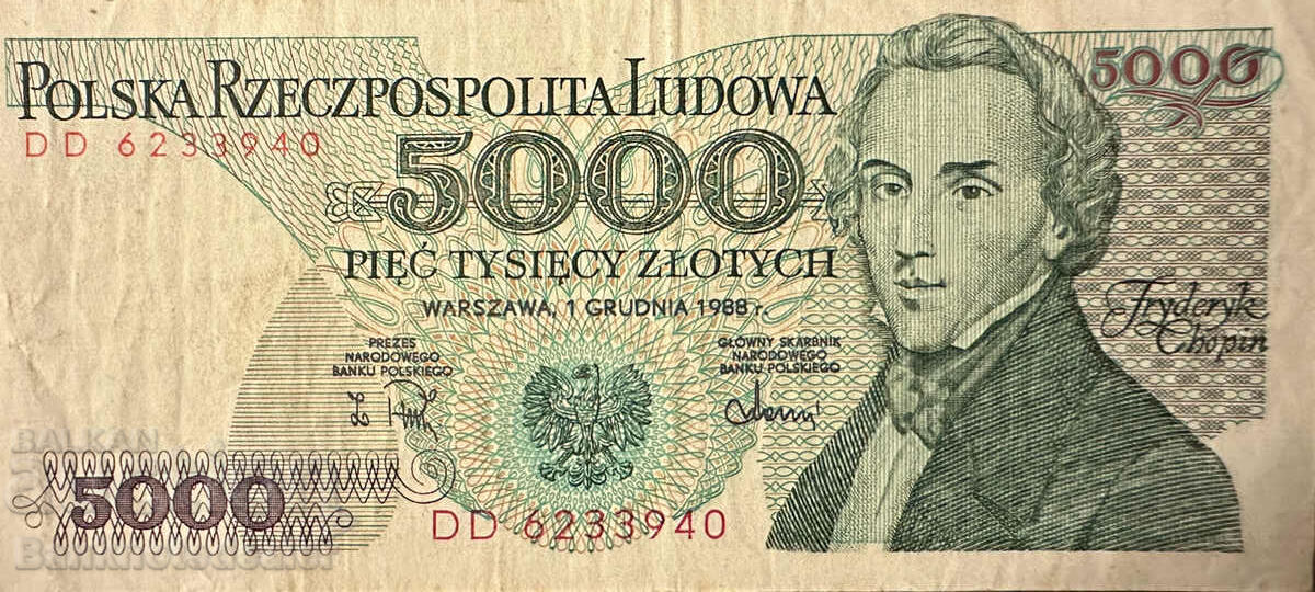 Poland 5000 Zlotych 1988 Pick 143 Ref 3940