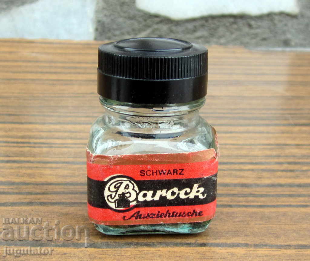 старинно стъклено шише шишенце от мастило Барок Barock