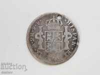 Рядка Стара Сребърна монета Испания Мексико Mexico 1729