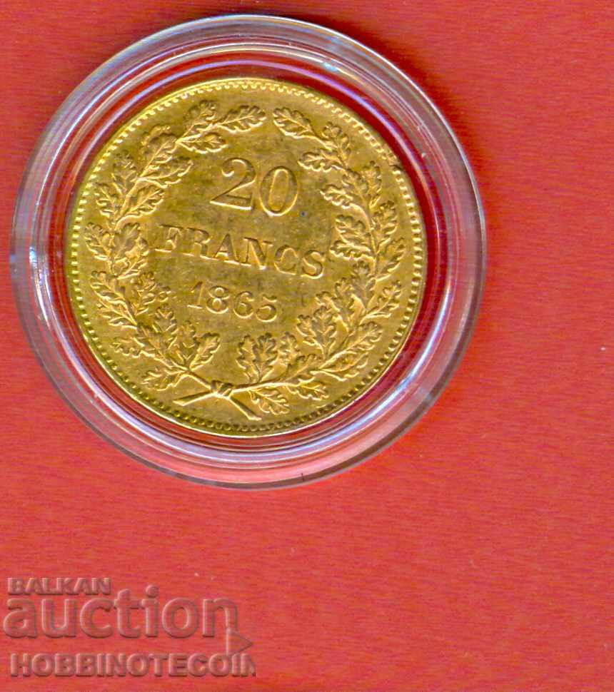 BELGIA BELGIA 20 Franc AUR AUR - emisiune 1865