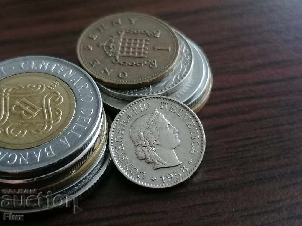Coin - Switzerland - 5 rapen 1958 with price 2.00 BGN | € 1.02 Coin - Switzerland - 5 rapen 1958 with price 2.00 BGN | € 1.02