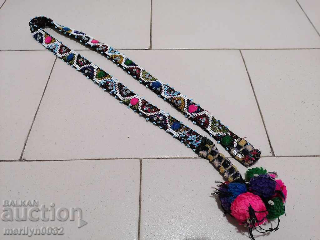 Costume belt with beads bead belt blue