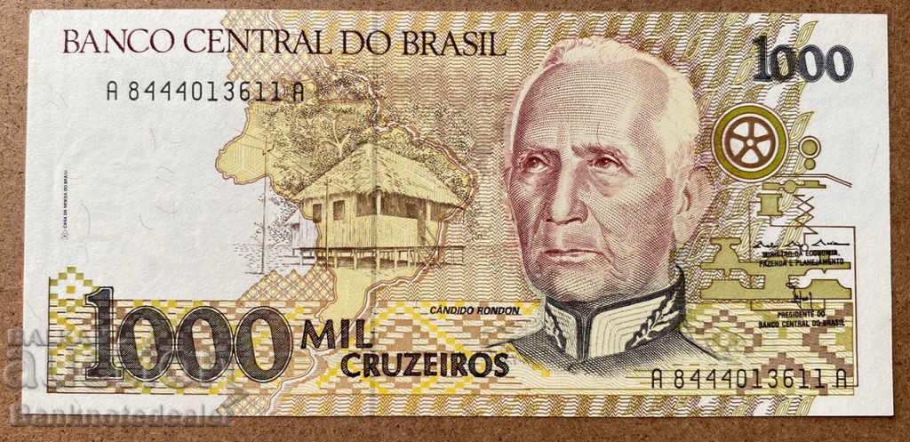 Βραζιλία 1000 cruzeiros 1990-91 Pick 231 Ref 3611