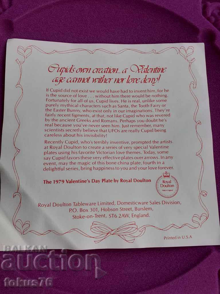 Auction Royal Doulton Valentines Day 1979 Collectible Plate Auction Royal Doulton Valentines Day 1979 Collectible Plate