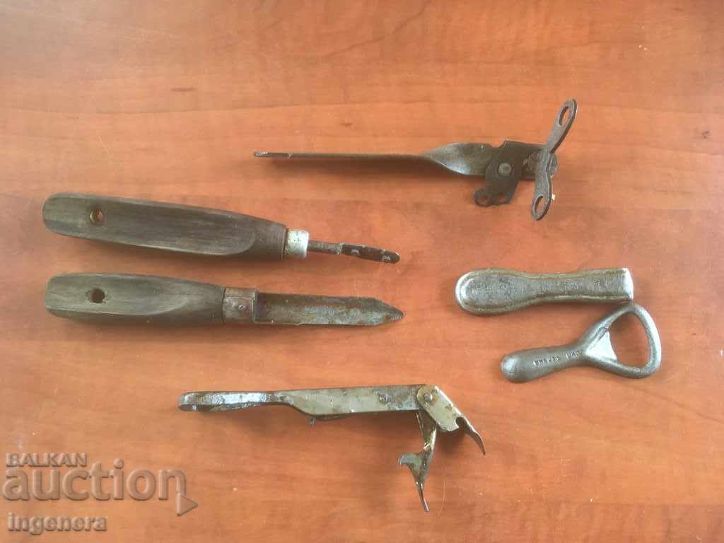 LOT OF RETRO BOTTLE OPENER PEELER AND OTHER METAL HANDLE