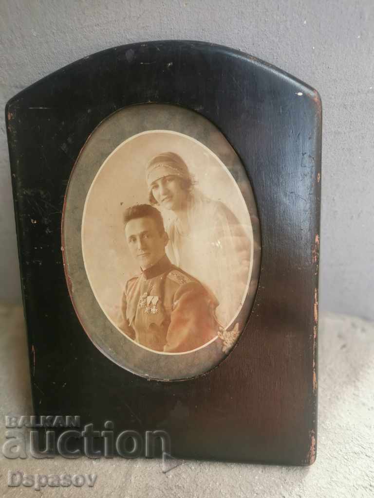 Old Photo in Frame Officer with Real Edelweiss Stara Zagora