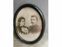 Old Photo in Frame Military Officer with Woman