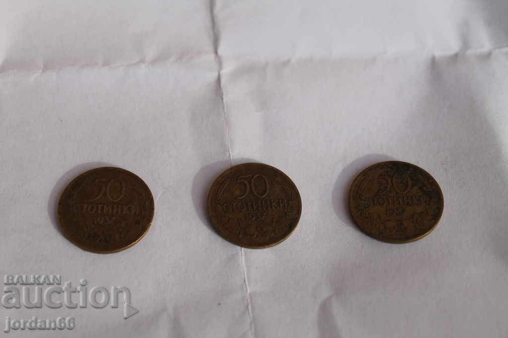 3 pcs. coins 0.50 cents 1937 3 pcs. coins 0.50 cents 1937
