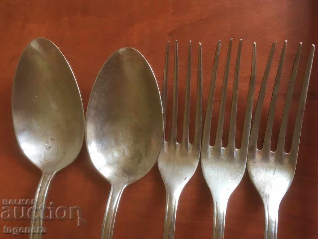 Auction FORK SPOON OLD APPLIANCES ALPACCA-5 PCS Auction FORK SPOON OLD APPLIANCES ALPACCA-5 PCS