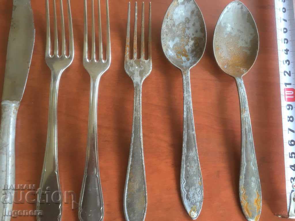 FORK SPOON KNIFE UTENSILS OLD FOOD-9 PCS - 7 FORK SPOON KNIFE UTENSILS OLD FOOD-9 PCS - 7