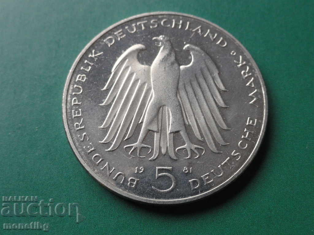 Germany 1981 - 5 Mark ''Karl vom Stein'' Proof with price 14.00 BGN | € 7.16