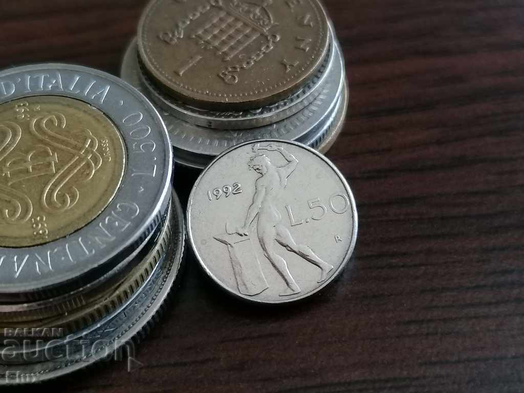 Moneda - Italia - 50 de lire sterline 1992.