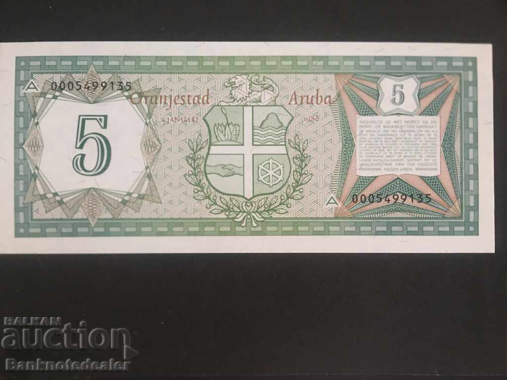Aruba 5 Florin 1986 Pick 1 Ref 9135 Unc with price 45.00 BGN | € 23.01 Aruba 5 Florin 1986 Pick 1 Ref 9135 Unc with price 45.00 BGN | € 23.01