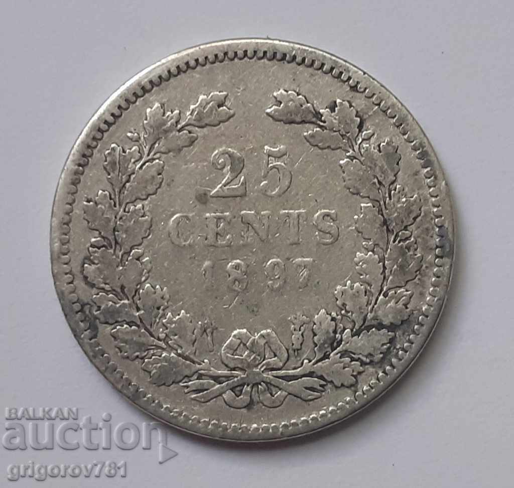 Moneda de argint de 25 de cenți Țările de Jos / Țările de Jos din 1897