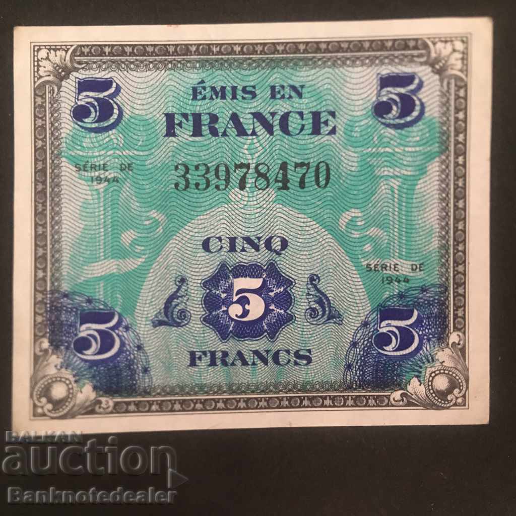 France Allied Military 5 Francs 1944 Pick 115 Ref 8470