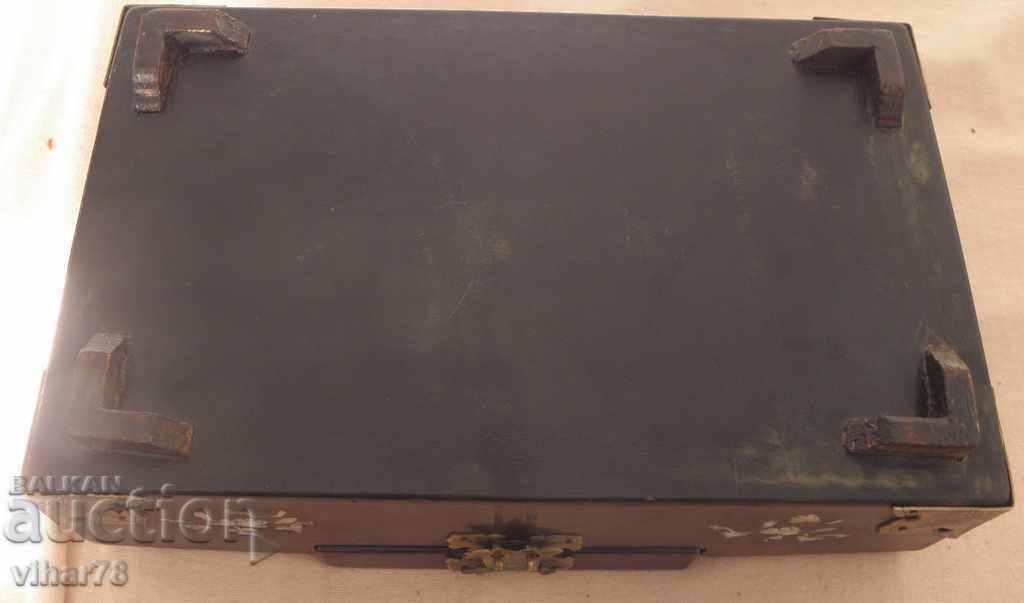 Old wooden box with hardware and mother of pearl - 7 Old wooden box with hardware and mother of pearl - 7