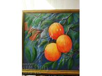 ORANGES oil painting canvas 46/46, artist, frame