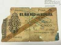 Spania 5 pesetas 1936 GIJON