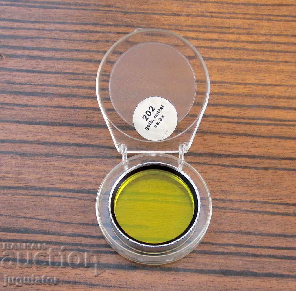 Old German unused yellow filter with case