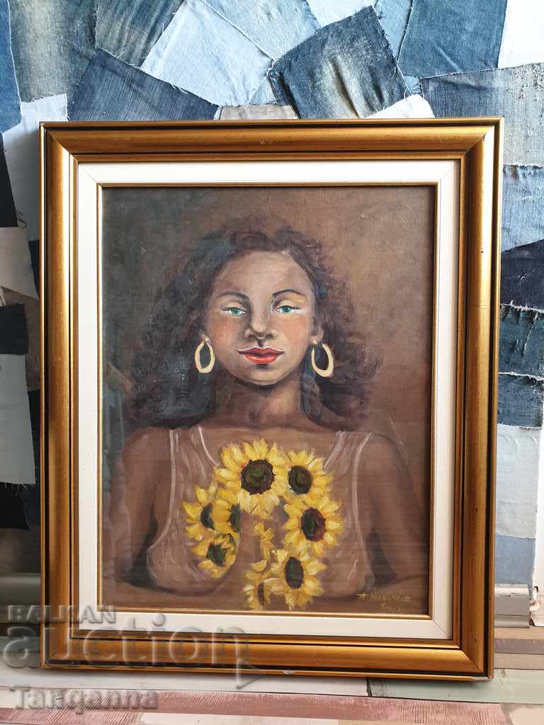Beautiful oil painting woman