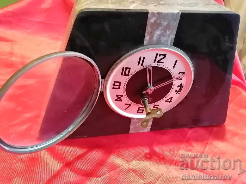 Old Marble Mechanical Table Mantel Clock - 5