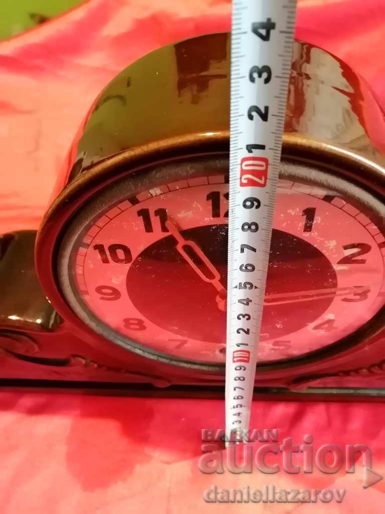 Old Porcelain German Mechanical Mantel Clock - 7