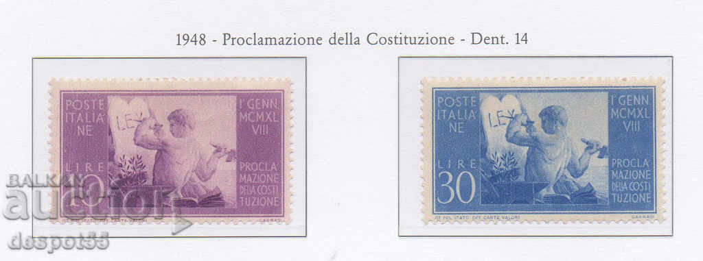 1948. Republica Italia. Proclamarea Constituției.