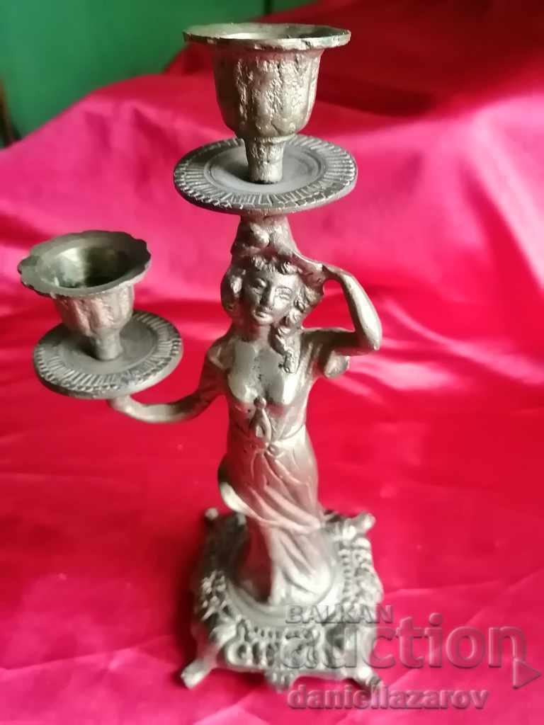 Rare ART DECO Bronze Candlestick, with Female Figure with price 95.00 BGN | € 48.57