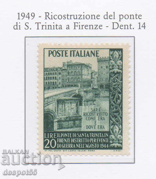 1949. Rep. Italy. Reconstruction of the bridge St. Trinity ..