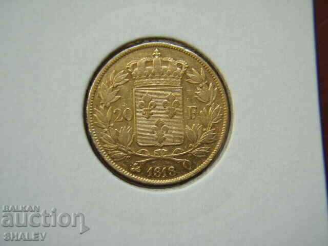 20 Francs 1818 Q France (20 франка Франция) - AU (злато) с цена 1785.89 лв. | € 913.11 20 Francs 1818 Q France (20 франка Франция) - AU (злато) с цена 1785.89 лв. | € 913.11