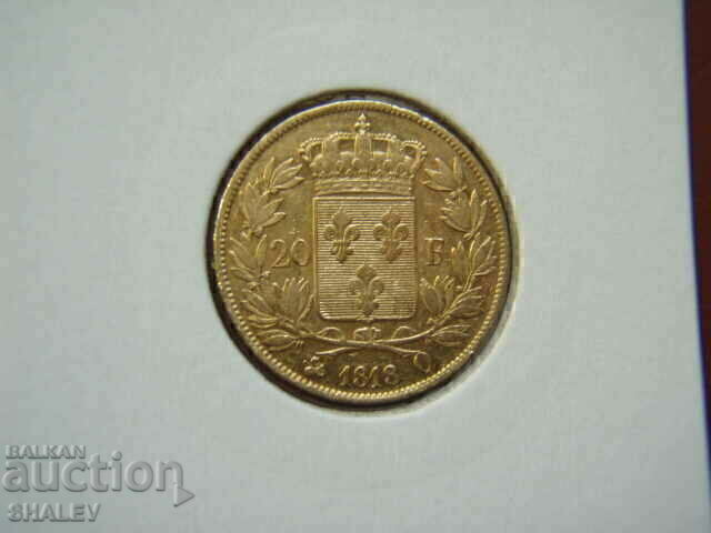 Аукцион 20 Francs 1818 Q France (20 франка Франция) - AU (злато)