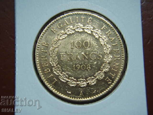Livrarea 100 franci 1908 A Franța (100 franci Franța) - AU (aur)