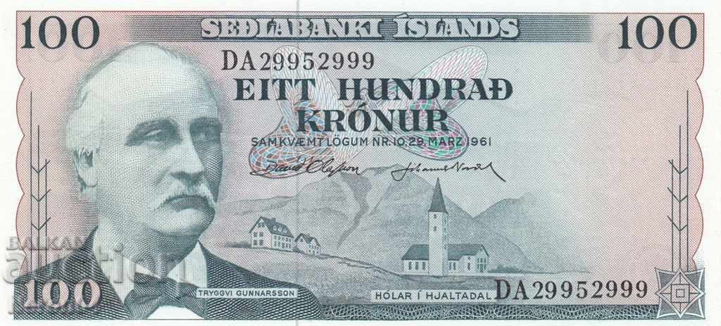 100 de coroane 1961, Islanda