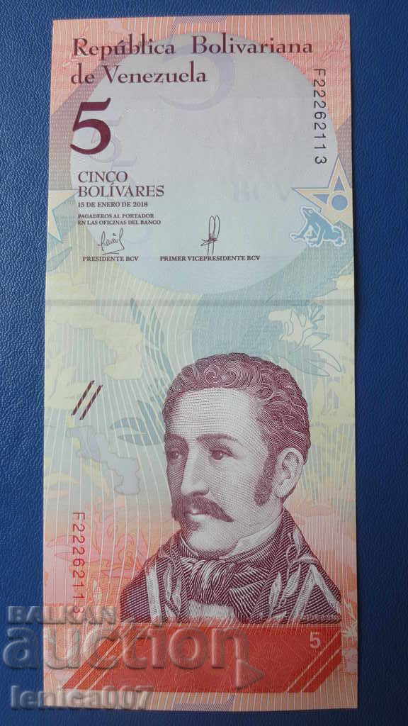 Auction Venezuela 2018 - 5 bolivars UNC Auction Venezuela 2018 - 5 bolivars UNC