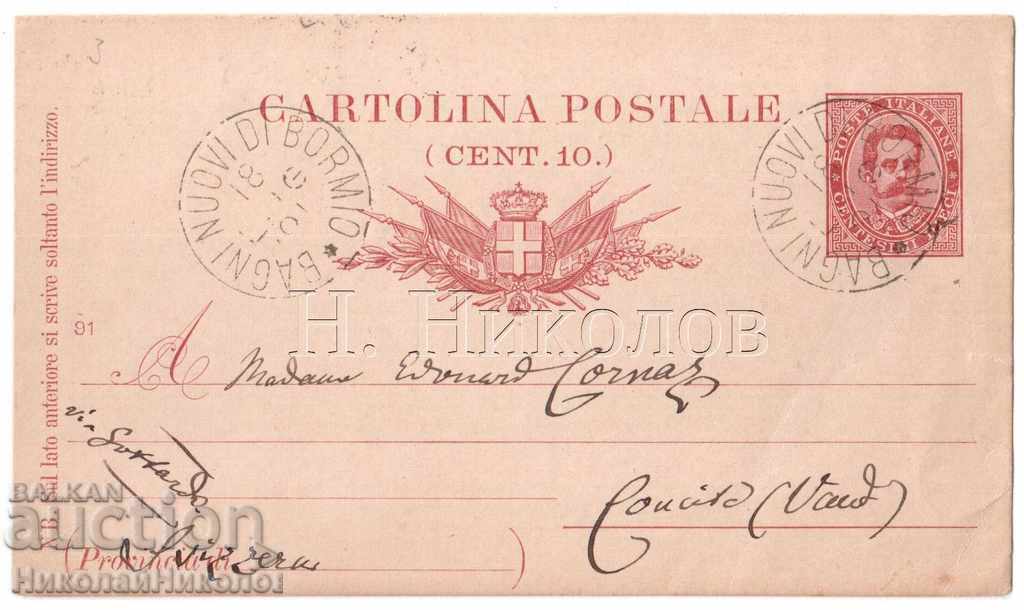 1891 HARTĂ VECHE BORMIO BĂI NOI LANGĂ ELVETIA A991