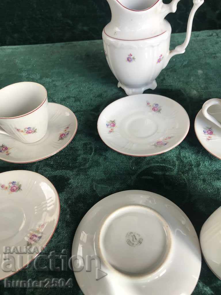 Auction  Coffee cups and jug-BG, marked