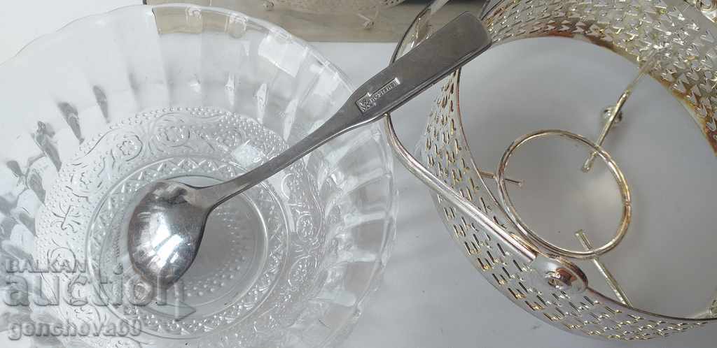 Sugar bowl in a box, silver metal, glass - 7 Sugar bowl in a box, silver metal, glass - 7