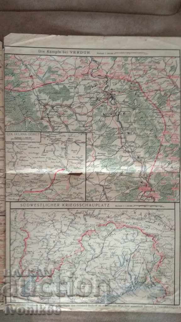 Auction  Military card Map of military operations 25.IV-01.V.1916
